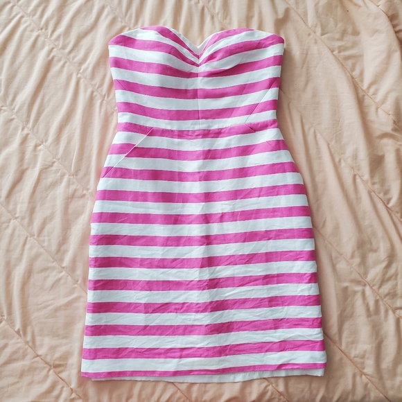 COPY - NWOT Kate Spade Betsy Pink White Striped Cocktail Dress Above Knee Strap… - Picture 2 of 11